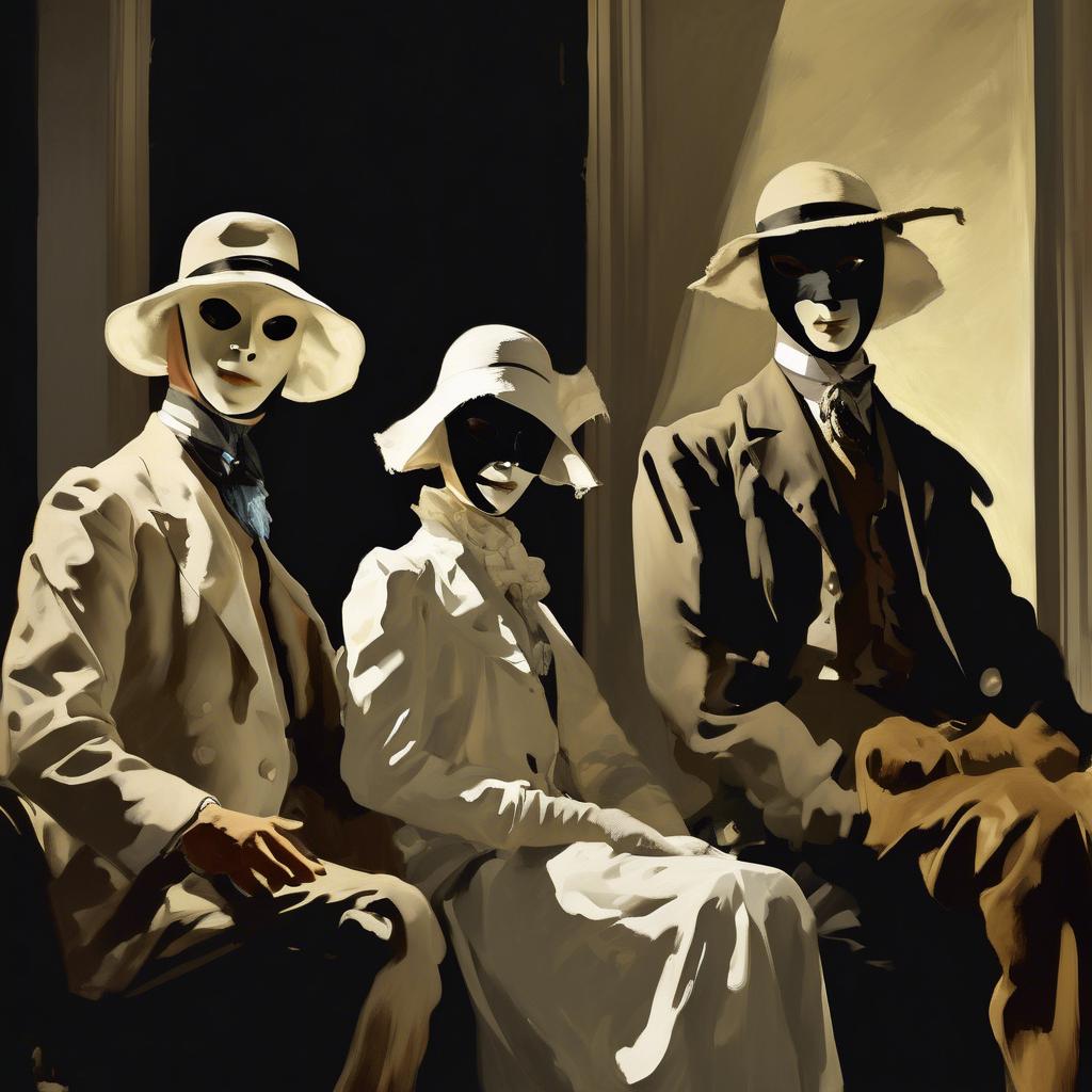 Analyse der Techniken, die Orpen verwendet, um Masken zu malen