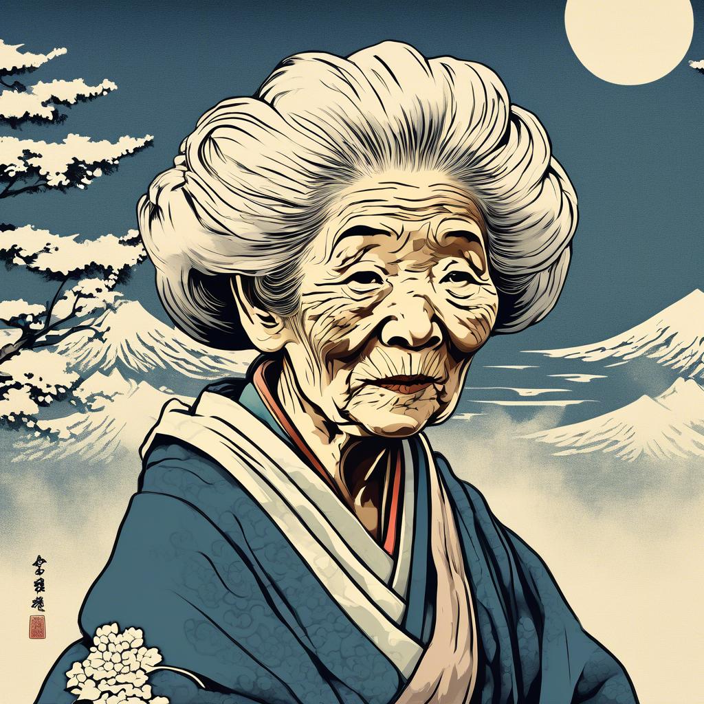 Ein Blick auf die Techniken, die Hokusai verwendet, um die ältere Frau darzustellen